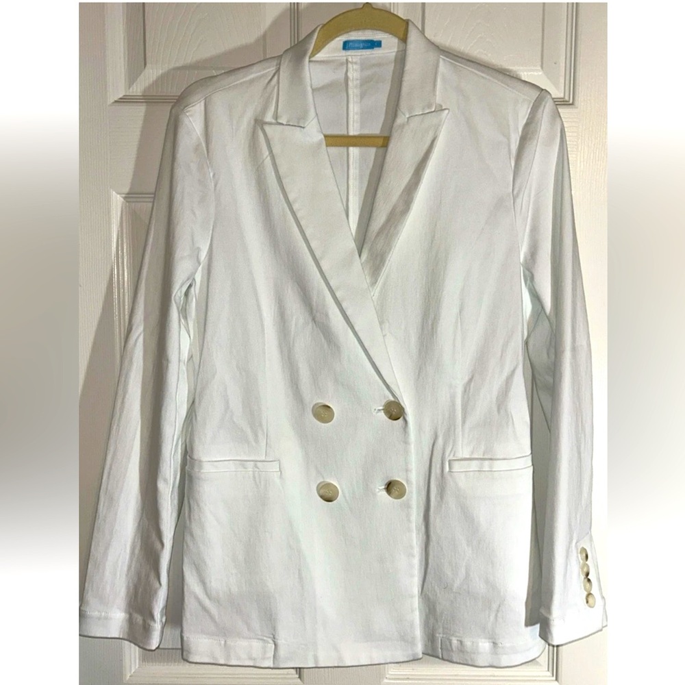 J.McLaughlin Double Breasted Blazer Preppy Classic Travel Stretch Workwear